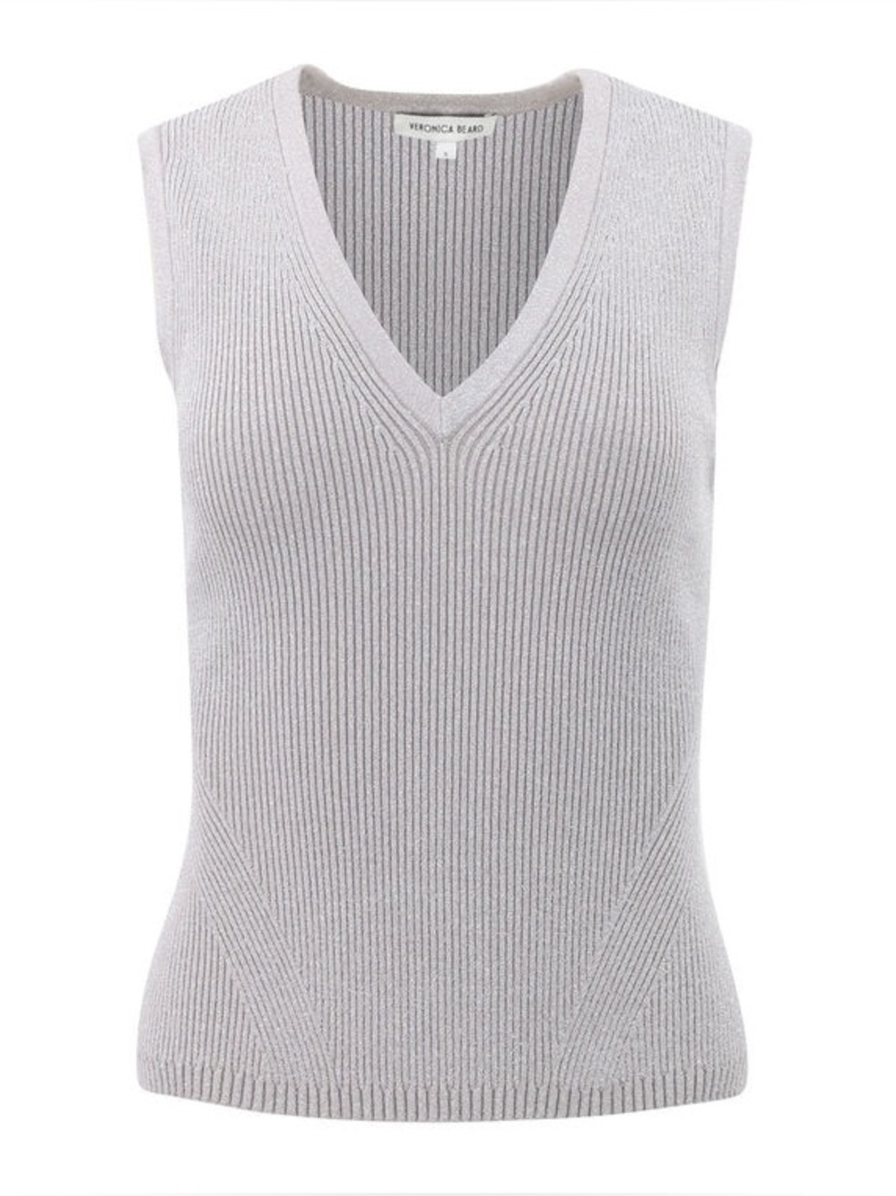 Women’s VERONICA BEARD Sid silver metallic knit sweater top- Size medium